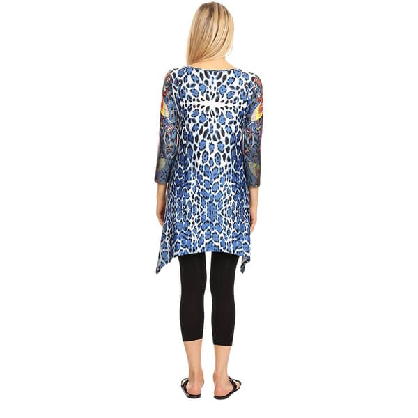 Womens White Mark Marlene Blue Novelty Print Tunic