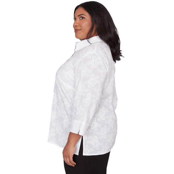 Plus Size Alfred Dunner Classics 3/4 Sleeve Floral Button Down