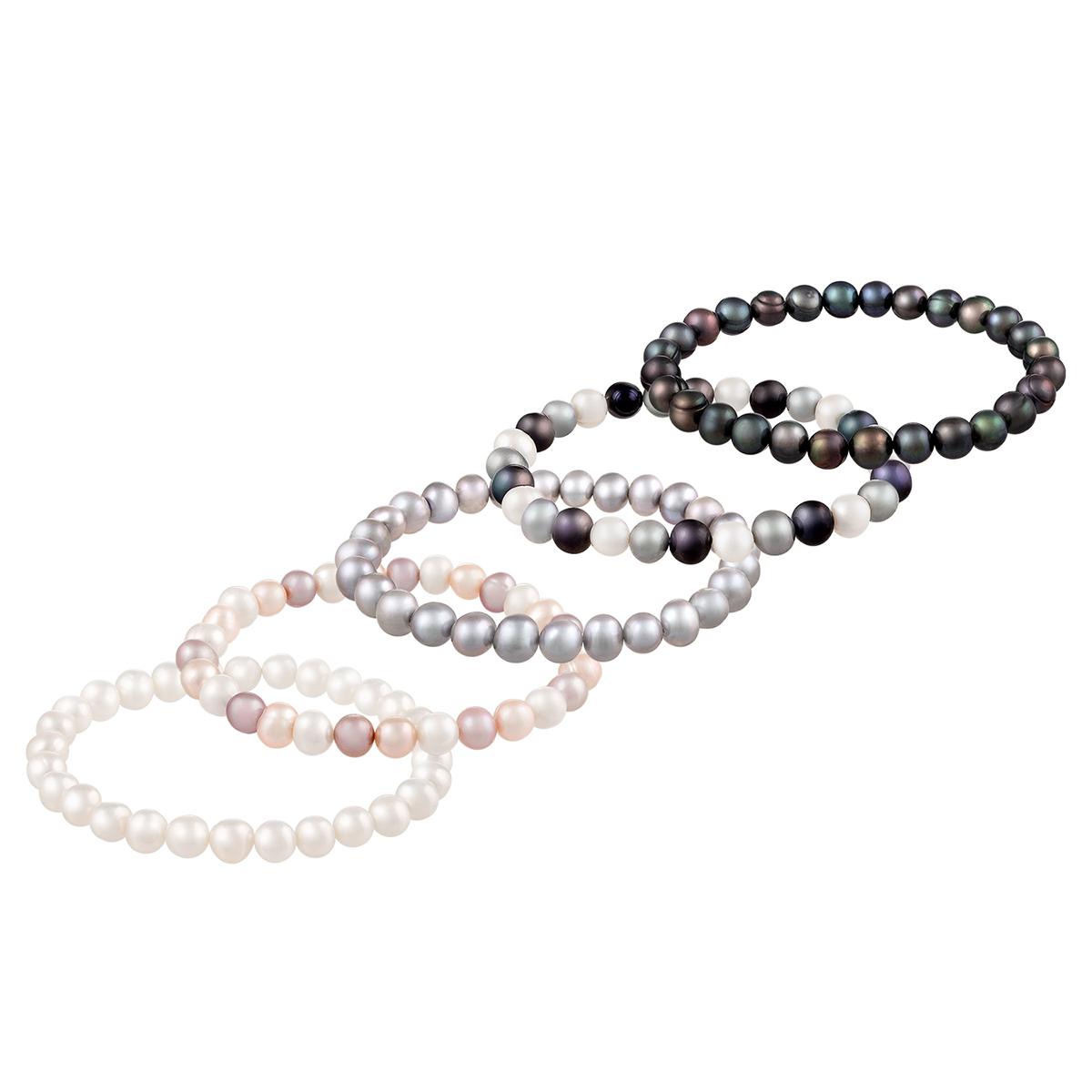 Splendid Pearls Elastic Freshwater Pearl Bracelet - Set of 5