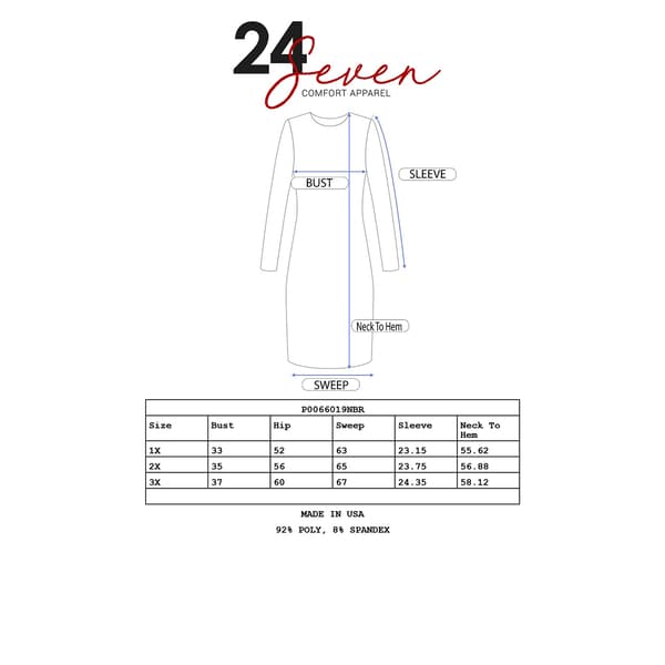 Plus Size 24/7 Comfort Apparel Long Sleeve Empire Waist Dress