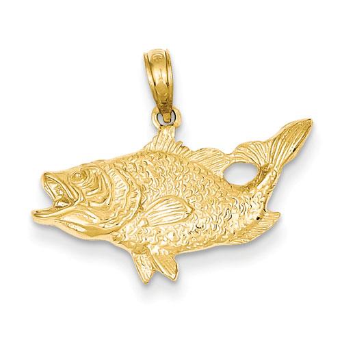 Gold Classics(tm) 14k. Open Mouthed Bass Fish Pendant
