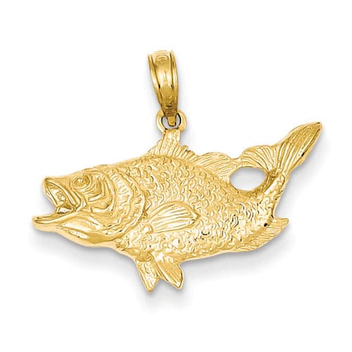 Gold Classics&#40;tm&#41; 14k. Open Mouthed Bass Fish Pendant - image 