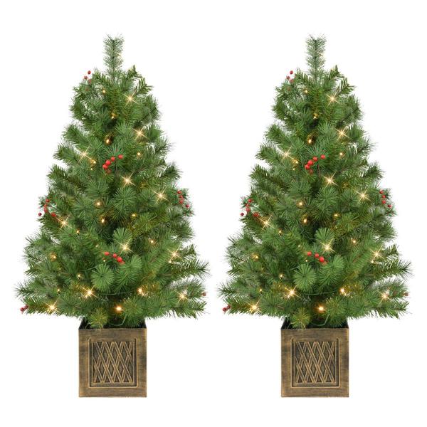 Puleo International 2pc. Pre-Lit Adorned Christmas Trees