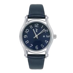 Womens 30mm Silver-Tone Watch with Navy Leather Strap - LWLTBV-10