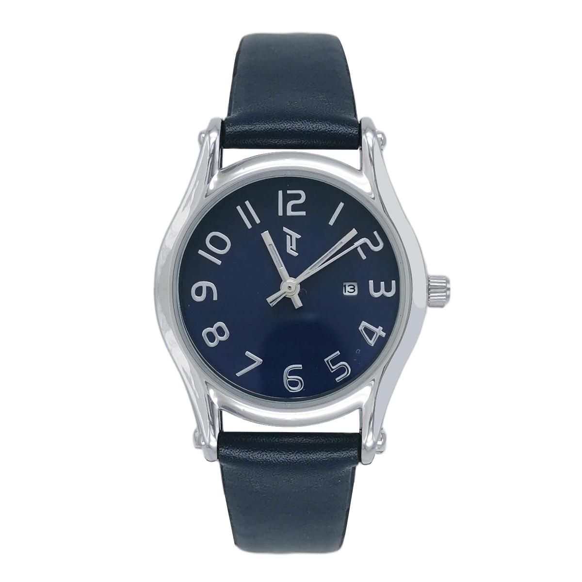 Womens 30mm Silver-Tone Watch with Navy Leather Strap - LWLTBV-10