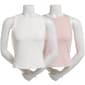 Juniors Pink Rose 2pk. Model Spandex Rib Crew Neck Tank Tops - image 1