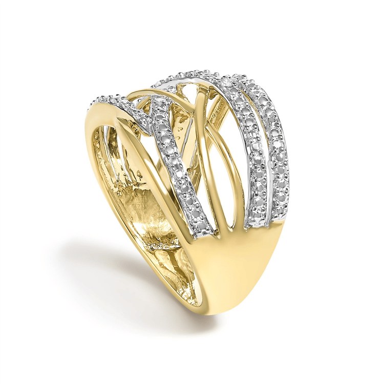 Haus of Brilliance 14kt. Gold Plated Diamond Crossover Ring