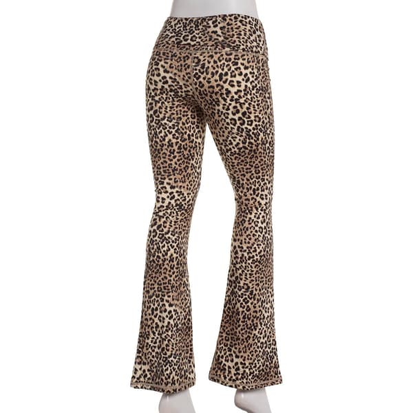 Juniors No Comment Ultra Soft Leopard Fold Over Flare Leggings