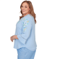 Plus Size Alfred Dunner Caribbean Blues Floral Embroidery Blouse - image 4