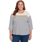 Plus Size Alfred Dunner Classics_F5 Sunflower Neckline Striped T - image 1