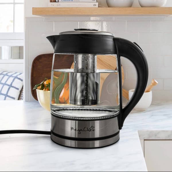MegaChef 1.8L Cordless Electric Tea Kettle w/ Tea Infuser