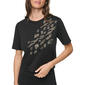Womens DKNY Short Sleeve Animal Heat Set Detail Top - image 1