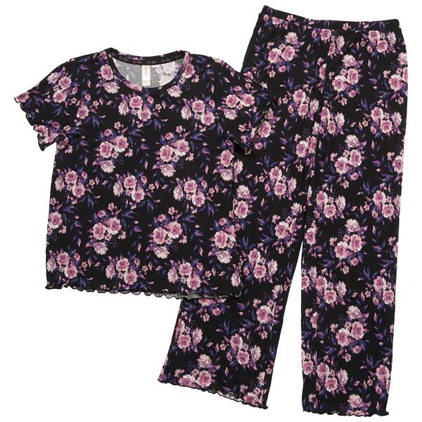 Petite Jessica Simpson Short Sleeve Watercolor Floral Pajama Set - image 