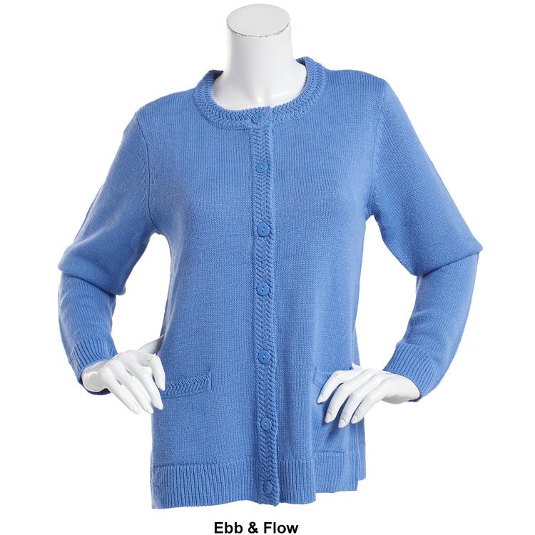 Plus Size Hasting & Smith Long Sleeve Button Front Solid Cardigan