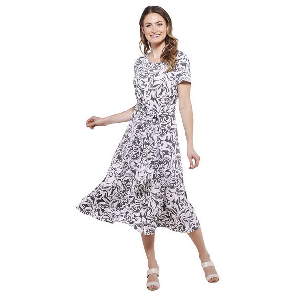 Petite Perceptions Short Sleeve Print Midi Dress - image 