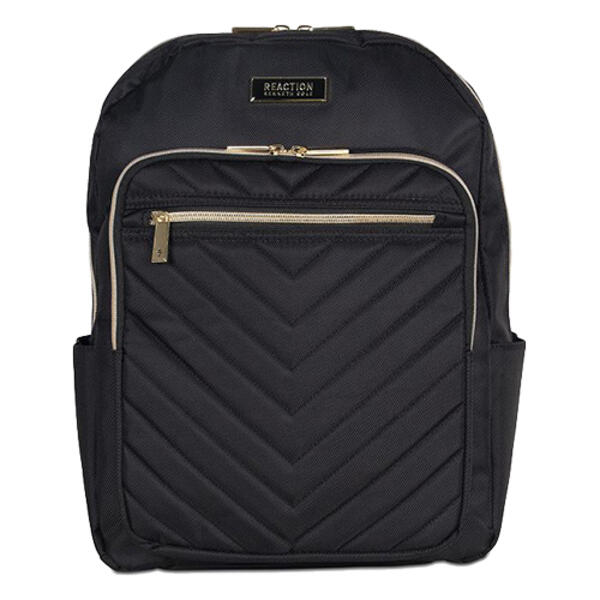 Kenneth Cole&#40;R&#41; Reaction&#40;tm&#41; Quilted Black & Gold Backpack - image 