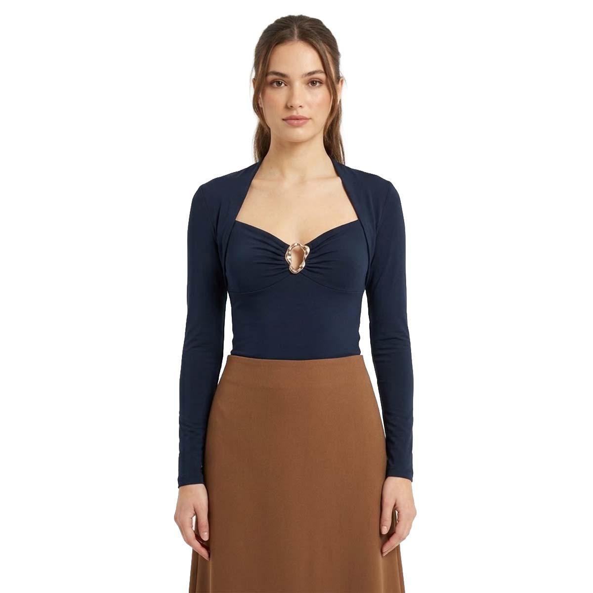 Juniors Love Tree Long Sleeve Envelope Hardware Bodysuit