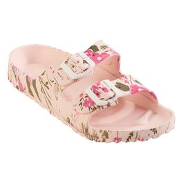 Womens Chatties Floral Double Buckle Slide Sandals - Pastel