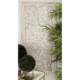 9th & Pike&#174; Cream Traditional Floral Mango Wood Wall Panel