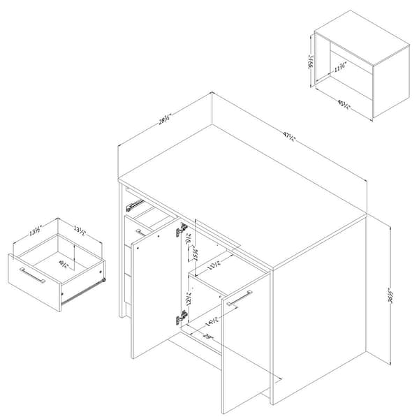 South Shore Myro Gray Oak Kitchen Island