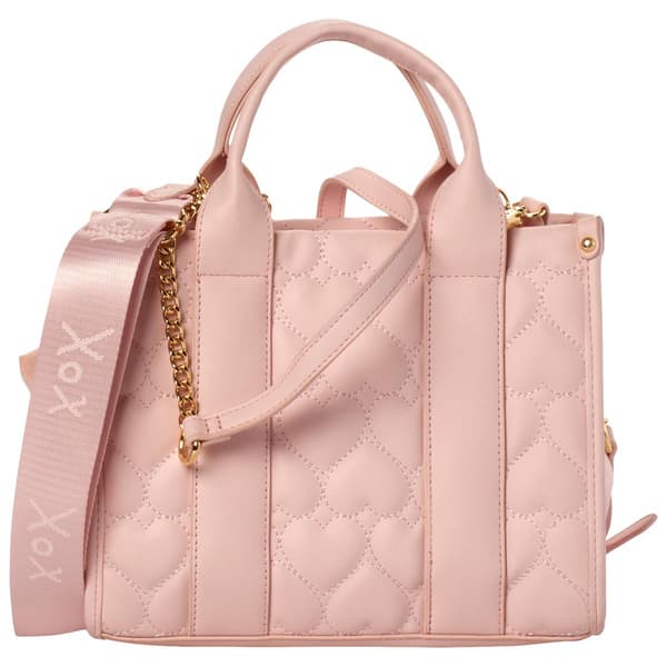 Betsey Johnson Quilted Heart Satchel W/Charm