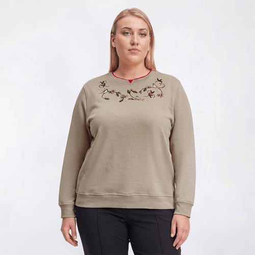 Plus Size Hasting & Smith Chickadees & Holly Sweatshirt - image 
