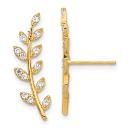 Gold Classics(tm) Cubic Zirconia Fern Ear Climber Earrings