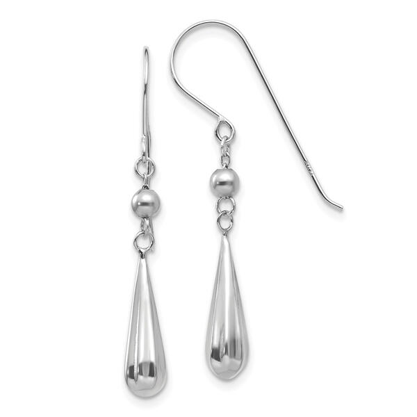 Gold Classics&#40;tm&#41; 14kt. White Gold Grooved Teardrop Earrings - image 