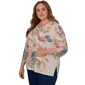 Plus Size Alfred Dunner Camden Market Bold Rose V Neck Blouse - image 3