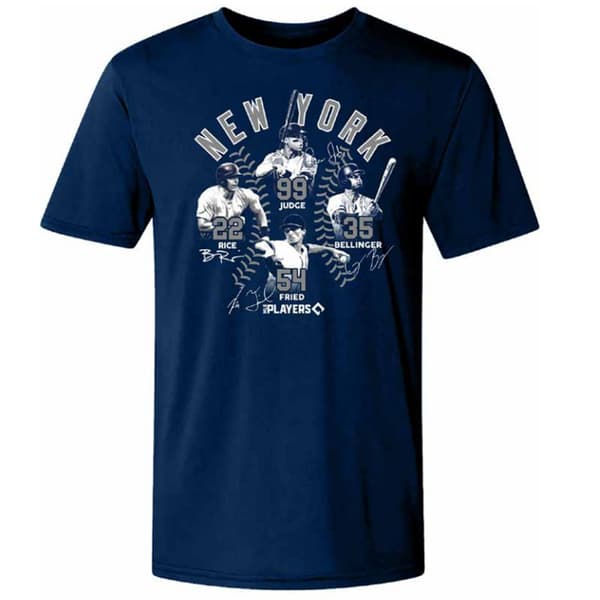 Mens New York Baseball 4 Player Seams Short Sleeve Tee - image 