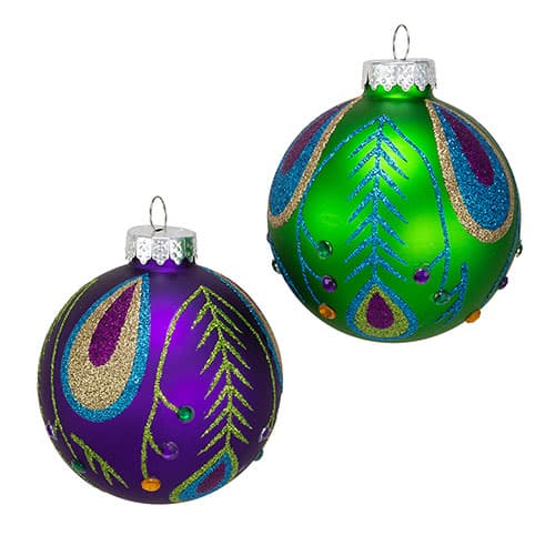 Kurt S. Adler Peacock Purple & Green Ball 6pc. Ornament Set