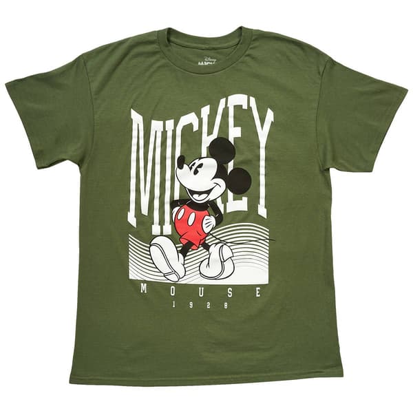 Young Mens Disney Wavey Lines Mickey Short Sleeve Graphic Tee - image 
