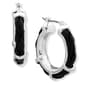 Chaps Silver-Tone & Jet Leather Click Top Earrings - image 1