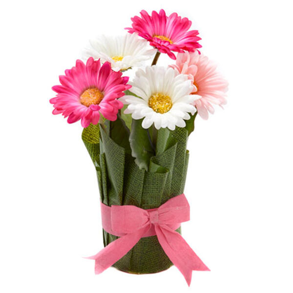 Life-Like Artificial Pink & White Gerbera Daisies - image 