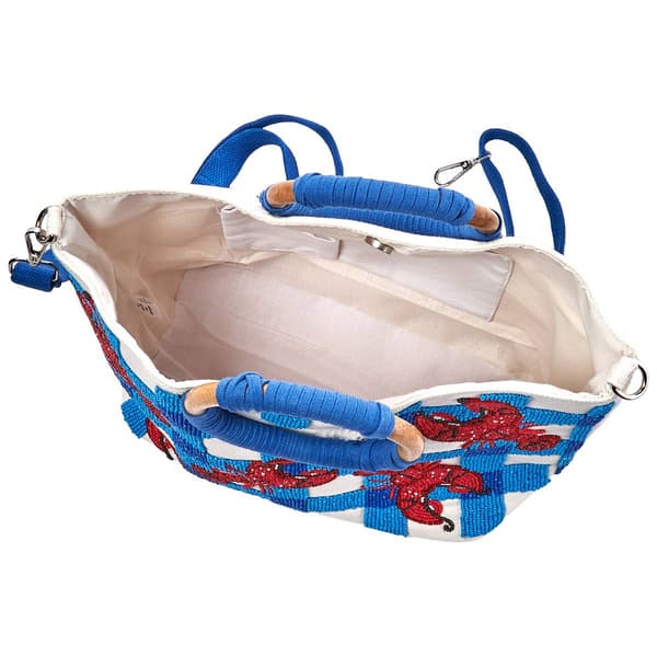 SOL and MER Crossed Stripe Tote With Lobsters