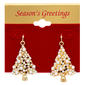 Gold-Tone And Pearl Christmas Tree Earrings - image 2