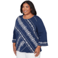 Plus Size Alfred Dunner Mykonos 3/4 Sleeve Diagonal Scroll Blouse - image 3