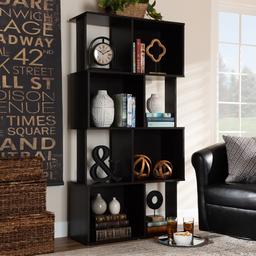 Baxton Studio Riva Geometric Wood Bookshelf