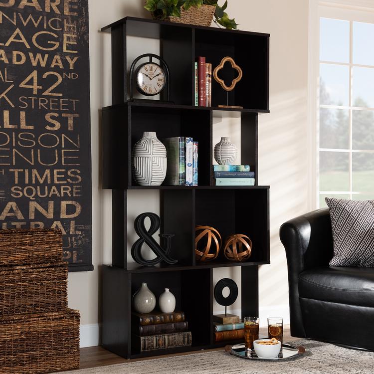 Baxton Studio Riva Geometric Wood Bookshelf