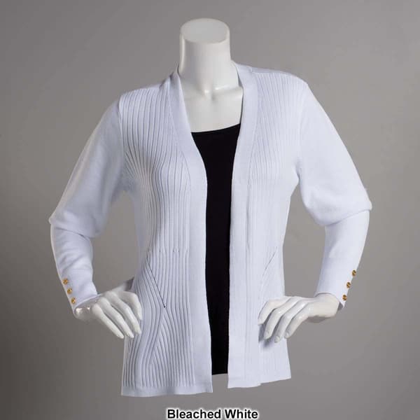 Petites 89th & Madison Geometric Ribbed Open Front Cardigan