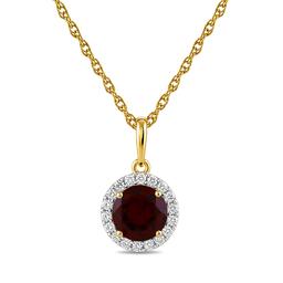 Gemstone Classics(tm) Yellow Gold Garnet Crown Halo Pendant