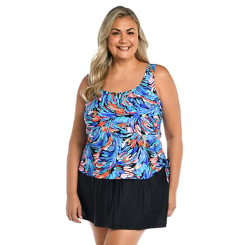 Plus Size Maxine Feathers & Flair Faux Skirtini One Piece Swimsuit ...