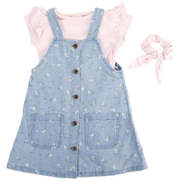Toddler Girl Young Hearts 2pc. Floral Chambray Jumper Set - image 
