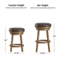HH2 Home Raine Wood Backless Adjustable Height Swivel Stool - image 6