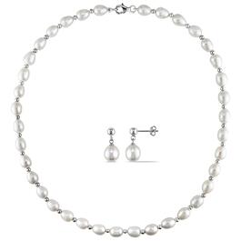 Gemstone Classics&#40;tm&#41; 2pc. Pearl Bead Necklace & Earrings