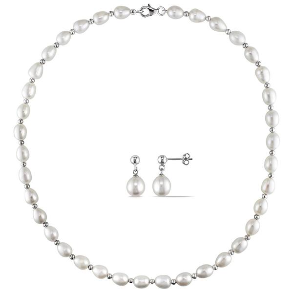 Gemstone Classics&#40;tm&#41; 2pc. Pearl Bead Necklace & Earrings - image 