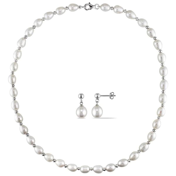 Gemstone Classics(tm) 2pc. Pearl Bead Necklace & Earrings - image 