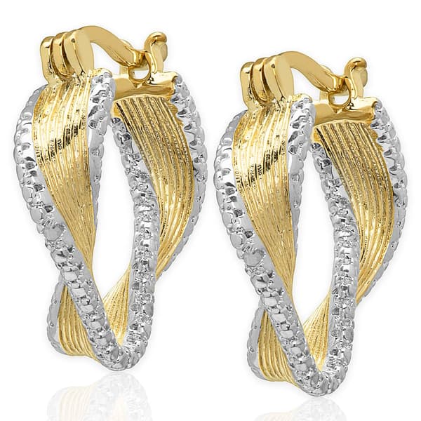 Accents by Gianni Argento Diamond Accent Freeform Hoop Earrings - image 
