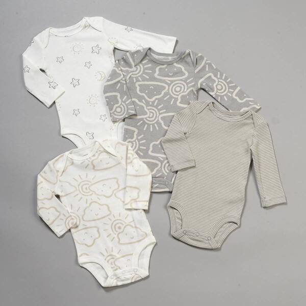 Baby Unisex &#40;3-9M&#41; Carter''s&#40;R&#41; 4pk. Clouds/Stripe Bodysuits - image 