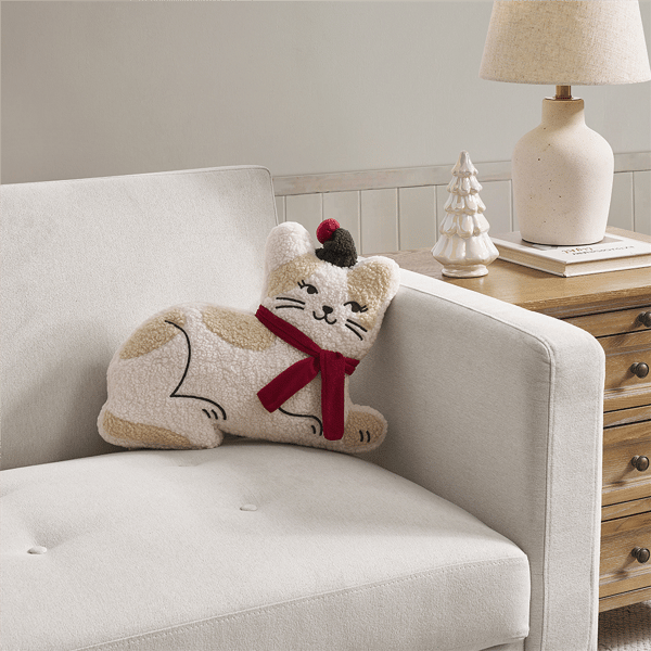 Hallmark Holiday Cat Shaped Decorative Pillow - 16 x 12